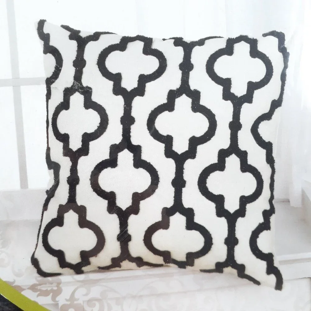 Decorative Pillow Cover 18x18 in Plush Black Lattice